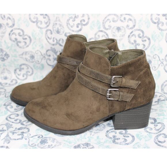 Sonoma Ankle Boot Womens Esme Olive 8.5M Suede Casual Block Heel Ortholite - Picture 1 of 10